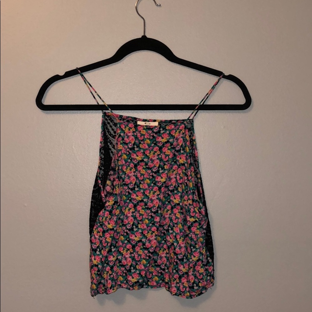 lace back floral tank top